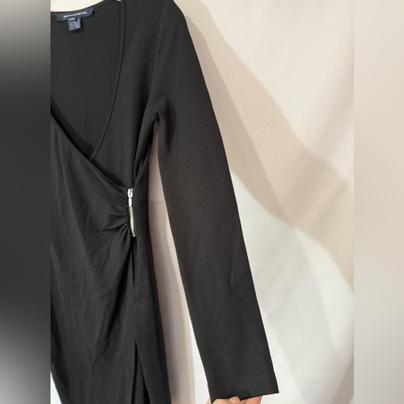French Connection‎ Dress Faux Wrap Side Zipper Stretch Body Con Black Size 4 - Picture 4 of 11